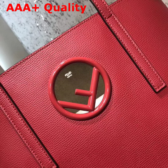 Fendi Kan I Logo Shopper Bag in Red Real Leather Replica