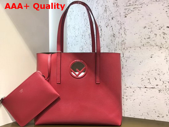 Fendi Kan I Logo Shopper Bag in Red Real Leather Replica