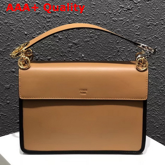 Fendi Kan I Logo Tan Leather Bag with FF Pattern Replica