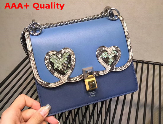 Fendi Kan I Small Blue Leather Mini Bag with Python Details Replica