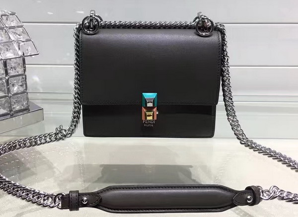 Fendi Kan I Small Mini Bag in Coal Coloured Leather For Sale