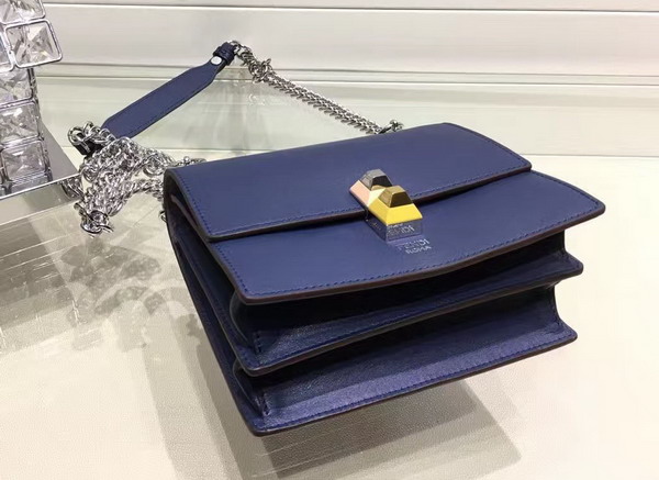 Fendi Kan I Small Mini Bag in Midnight Blue Leather For Sale