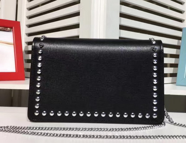 Fendi Karlito Wallet on Chain in Black Leather with Inlays For Sale