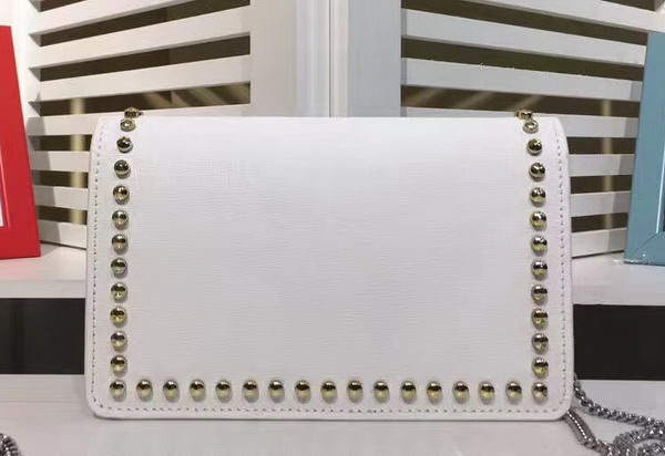 Fendi Karlito Wallet On Chain in White Leather with Inlays For Sale