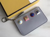 Fendi Keyring Pouch in Light Blue with Four Rainbow Studs For Sale