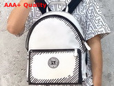 Fendi Large Backpack with Front Pocket White Nappa Leather with Black Fendi Stamp Replica