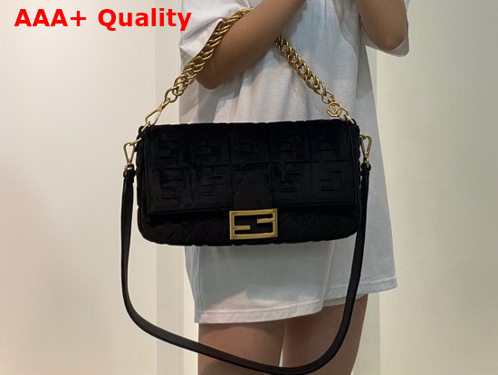 Fendi Large Baguette Bag in Black Velvet Replica