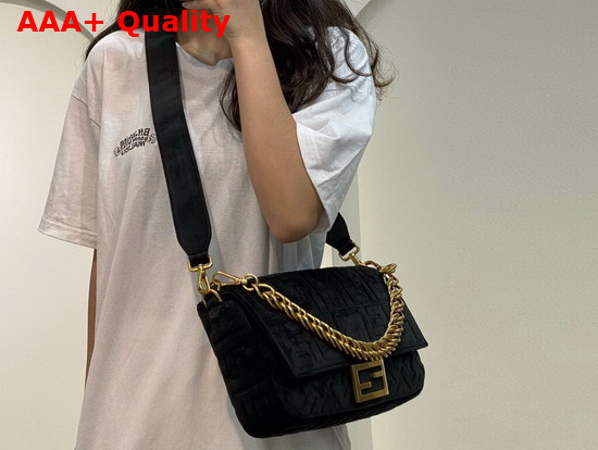 Fendi Large Baguette Bag in Black Velvet Replica