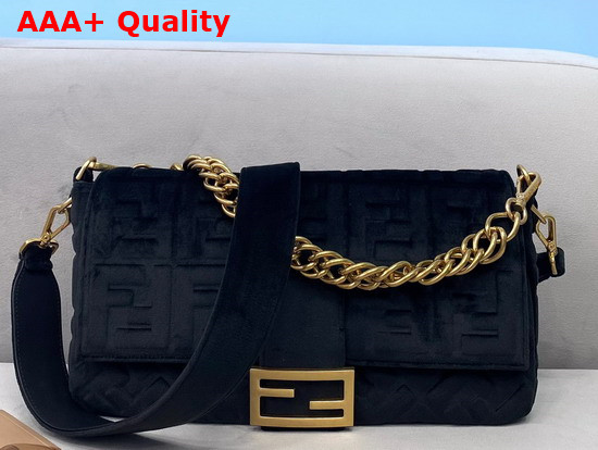 Fendi Large Baguette Bag in Black Velvet Replica