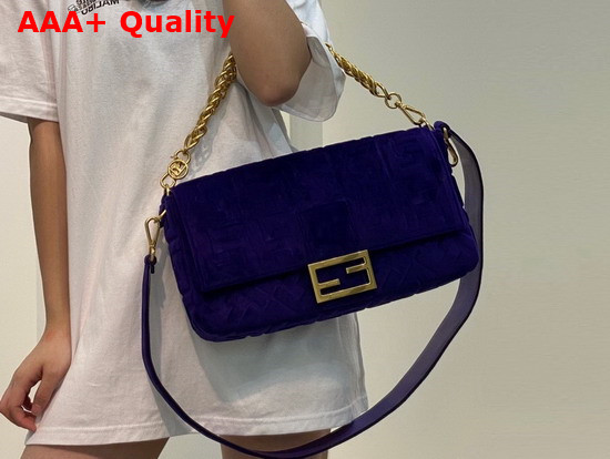 Fendi Large Baguette Bag in Blue Velvet Replica