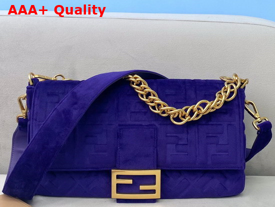 Fendi Large Baguette Bag in Blue Velvet Replica