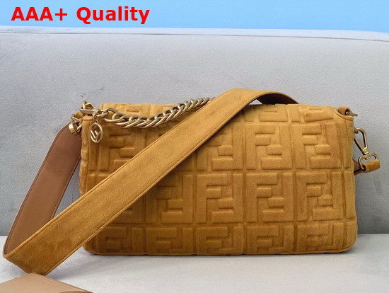 Fendi Large Baguette Bag in Brown Velvet Replica