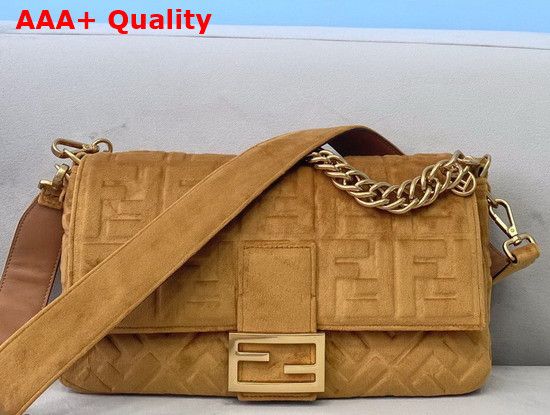 Fendi Large Baguette Bag in Brown Velvet Replica