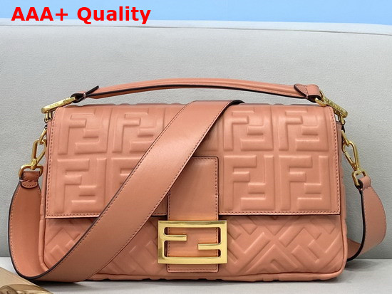 Fendi Large Baguette Bag in Dusty Pink Soft Nappa Leather Replica