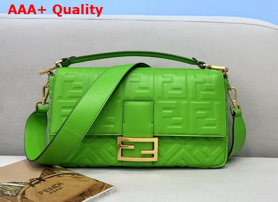 Fendi Large Baguette Bag in Green Soft Nappa Leather Replica