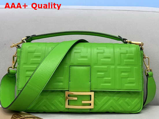 Fendi Large Baguette Bag in Green Soft Nappa Leather Replica