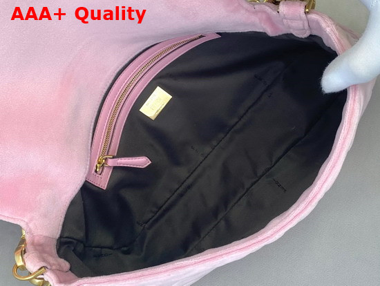 Fendi Large Baguette Bag in Pink Velvet Replica