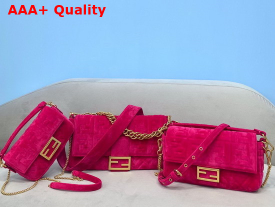 Fendi Large Baguette Bag in Rose Velvet Replica