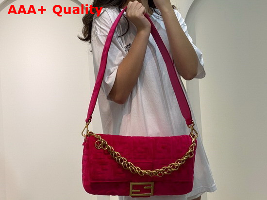 Fendi Large Baguette Bag in Rose Velvet Replica