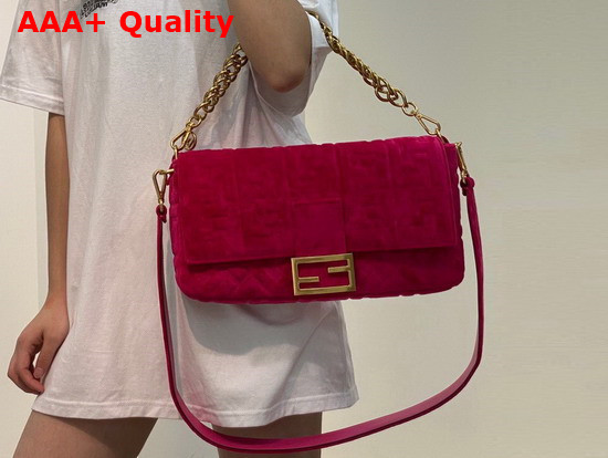 Fendi Large Baguette Bag in Rose Velvet Replica