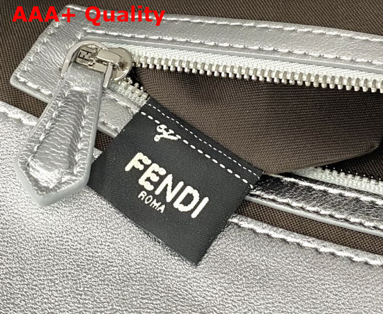 Fendi Large Baguette Bag in Silver Soft Nappa Leather Replica