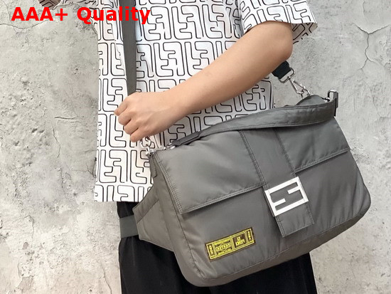 Fendi Large Baguette Messenger Bag in Gray Nylon Replica