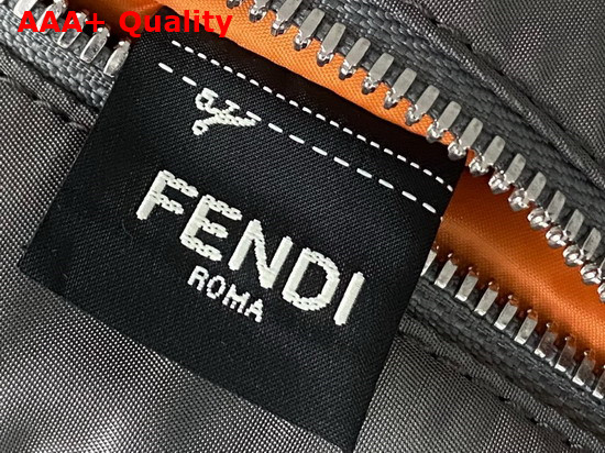 Fendi Large Baguette Messenger Bag in Gray Nylon Replica