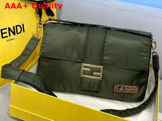 Fendi Large Baguette Messenger Bag in Green Nylon Replica