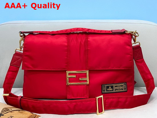 Fendi Large Baguette Messenger Bag in Red Nylon Replica