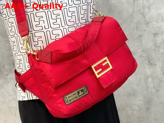 Fendi Large Baguette Messenger Bag in Red Nylon Replica