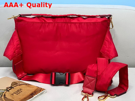 Fendi Large Baguette Messenger Bag in Red Nylon Replica