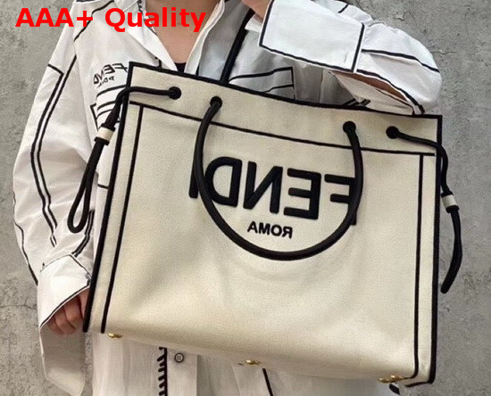 Fendi Large Fendi Roma Shopper Undyed Canvas Shopper Bag Replica