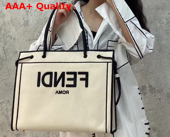 Fendi Large Fendi Roma Shopper Undyed Canvas Shopper Bag Replica