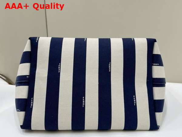 Fendi Large Roll Reversible Shopper in Pequin Striped and Midnight Blue FF Fabric Replica