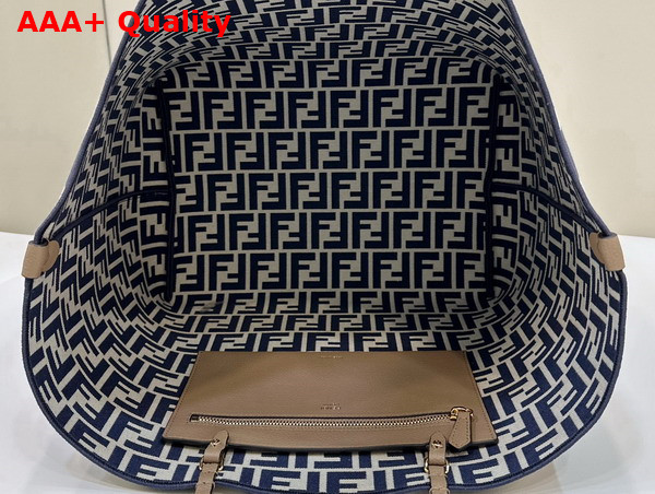 Fendi Large Roll Reversible Shopper in Pequin Striped and Midnight Blue FF Fabric Replica