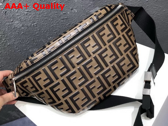 Fendi Leather Belt Bag with Raised Black FF Pattern Replica