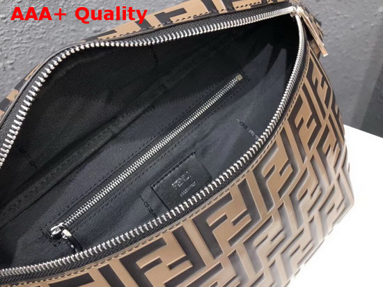 Fendi Leather Belt Bag with Raised Black FF Pattern Replica