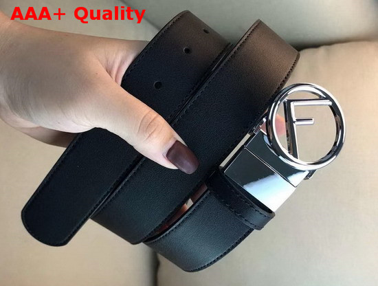 Fendi Leather Belt in Black Calf Leather with Round Buckle Replica