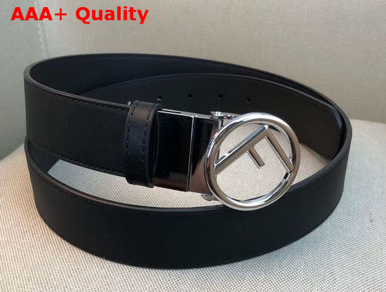 Fendi Leather Belt in Black Calf Leather with Round Buckle Replica