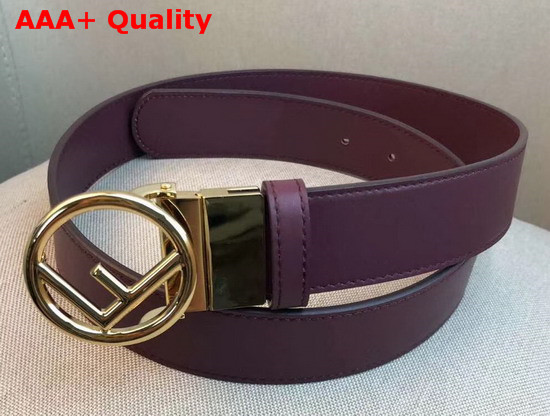 Fendi Leather Belt in Burgundy Calf Leather with Round Buckle Replica