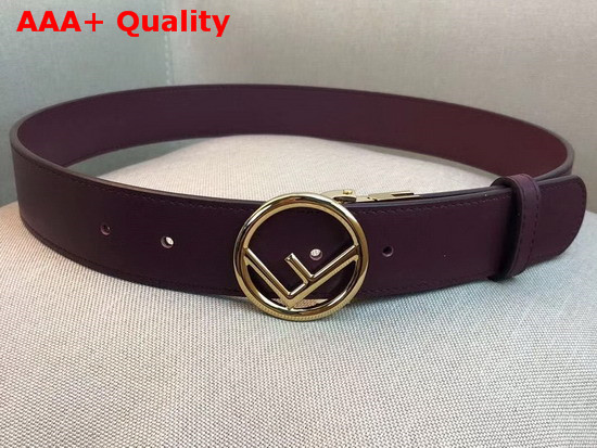 Fendi Leather Belt in Burgundy Calf Leather with Round Buckle Replica