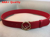 Fendi Leather Belt in Red Calf Leather with Round Buckle Replica