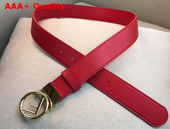 Fendi Leather Belt in Red Calf Leather with Round Buckle Replica