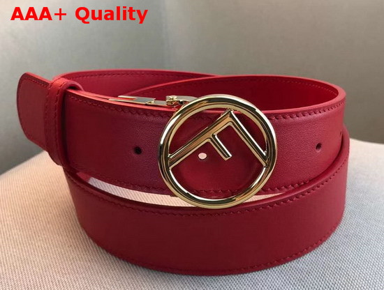 Fendi Leather Belt in Red Calf Leather with Round Buckle Replica