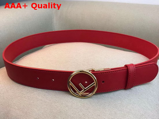 Fendi Leather Belt in Red Calf Leather with Round Buckle Replica