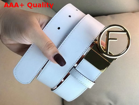 Fendi Leather Belt in White Calf Leather with Round Buckle Replica