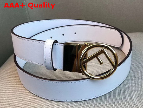 Fendi Leather Belt in White Calf Leather with Round Buckle Replica