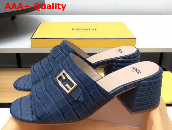 Fendi Leather Sandal in Blue Crocodile Print Calfskin Replica