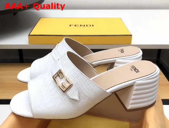 Fendi Leather Sandal in White Crocodile Print Calfskin Replica