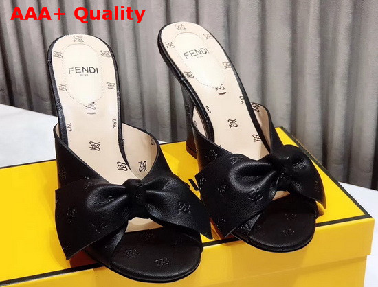 Fendi Leather Sandal with Maxi Bow Black Calf Leather Replica